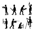 Silhouette of a ÃÂonstruction workers, working with tools